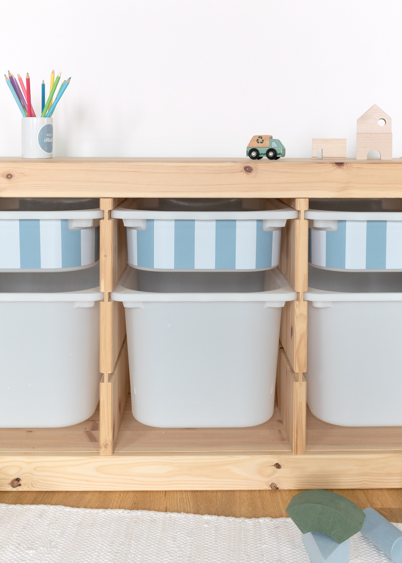 Autocollant pour boîte IKEA TROFAST (petite) côté tête Bleu nordique