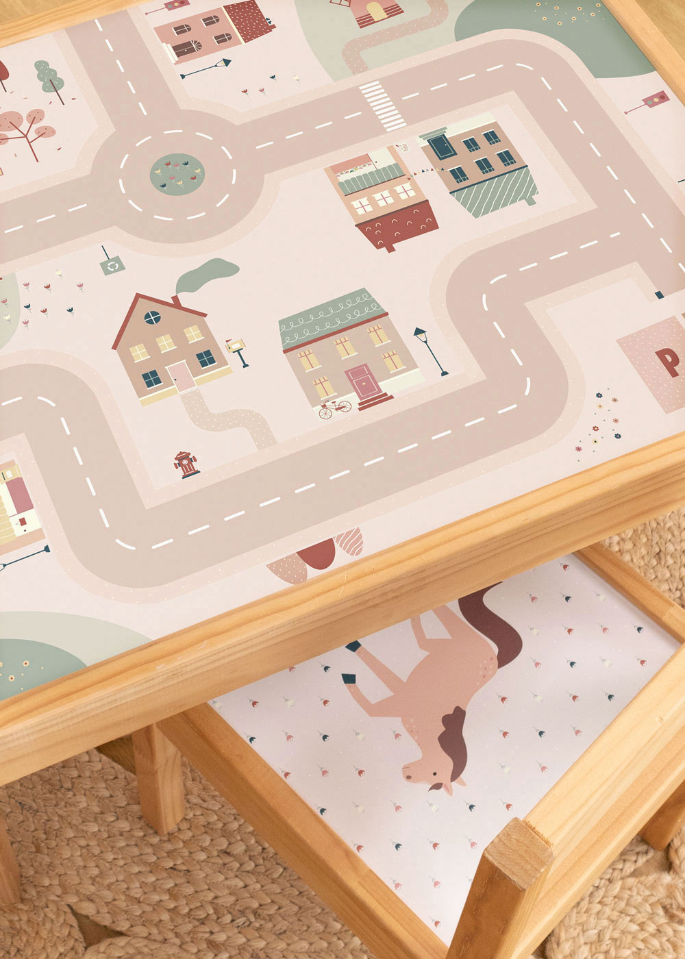 Ikea Lätt Kindertisch mit Klebefolie Spielstraße Ikea Lätt Kindertisch mit Klebefolie Spielstraße