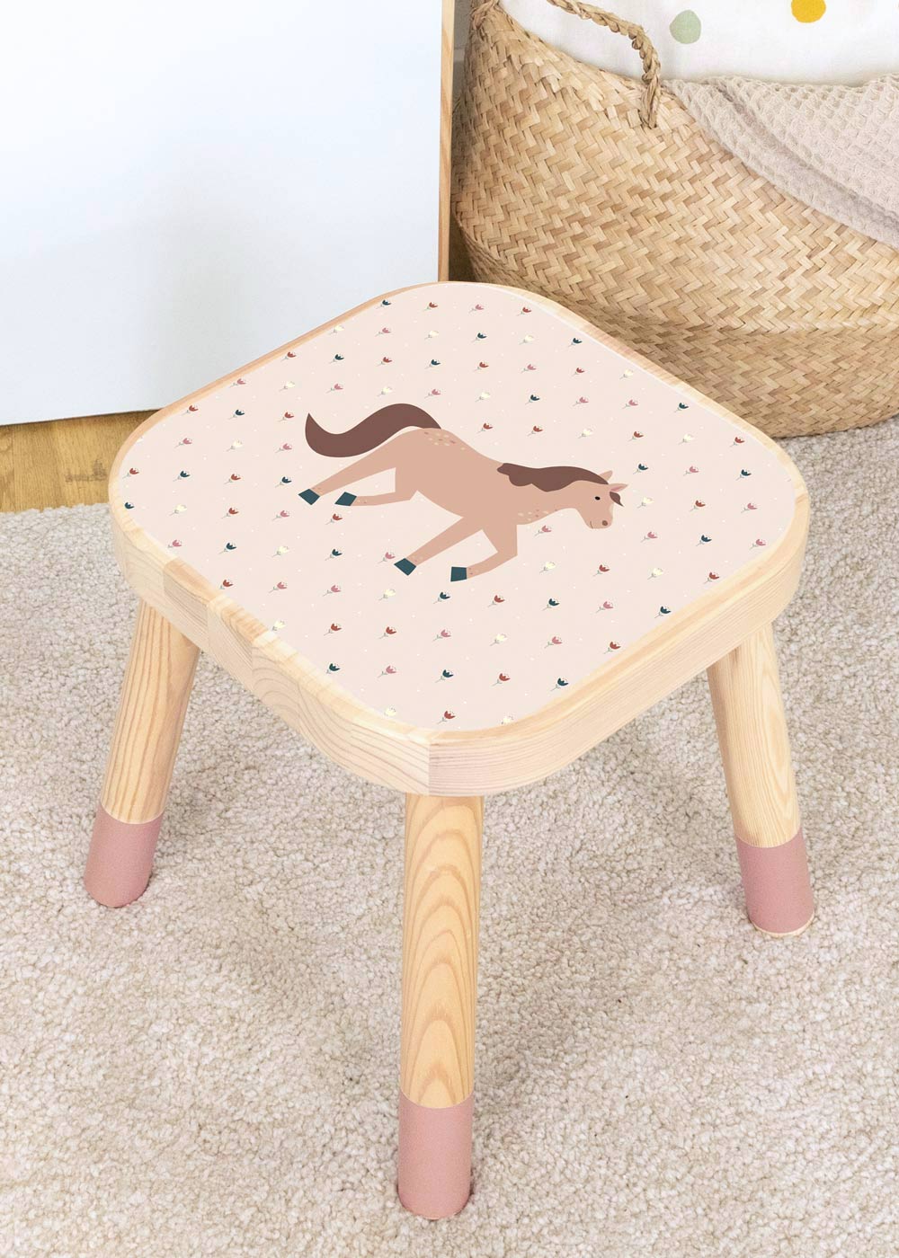 Pferd Klebefolie für Ikea Flisat Kinderhocker personalisierbar Pferd Klebefolie für Ikea Flisat Kinderhocker personalisierbar
