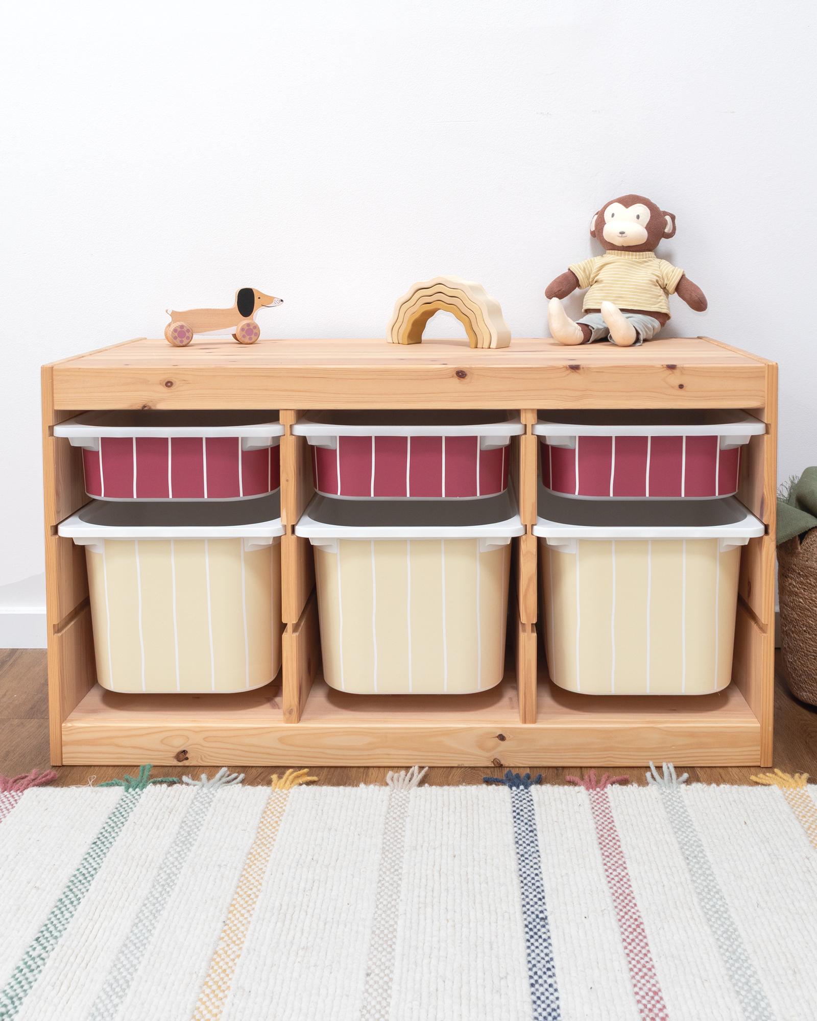 klebefolie ikea trofast box mittel kopfseite linie buttergelb 3er Set 2