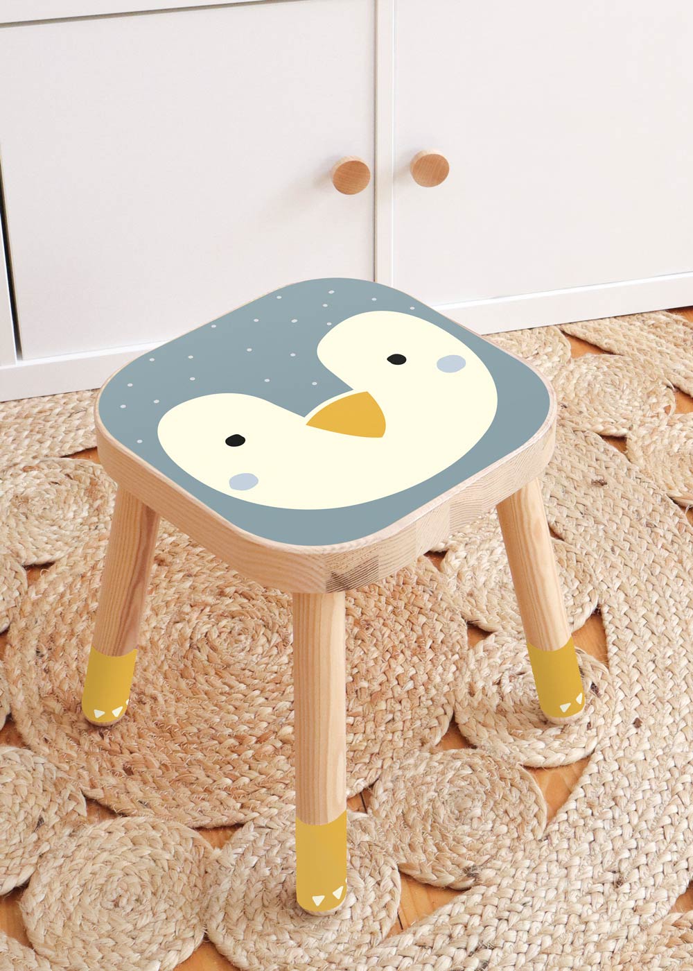 Autocollant pour tabouret pour enfants IKEA FLISAT - pingouin
