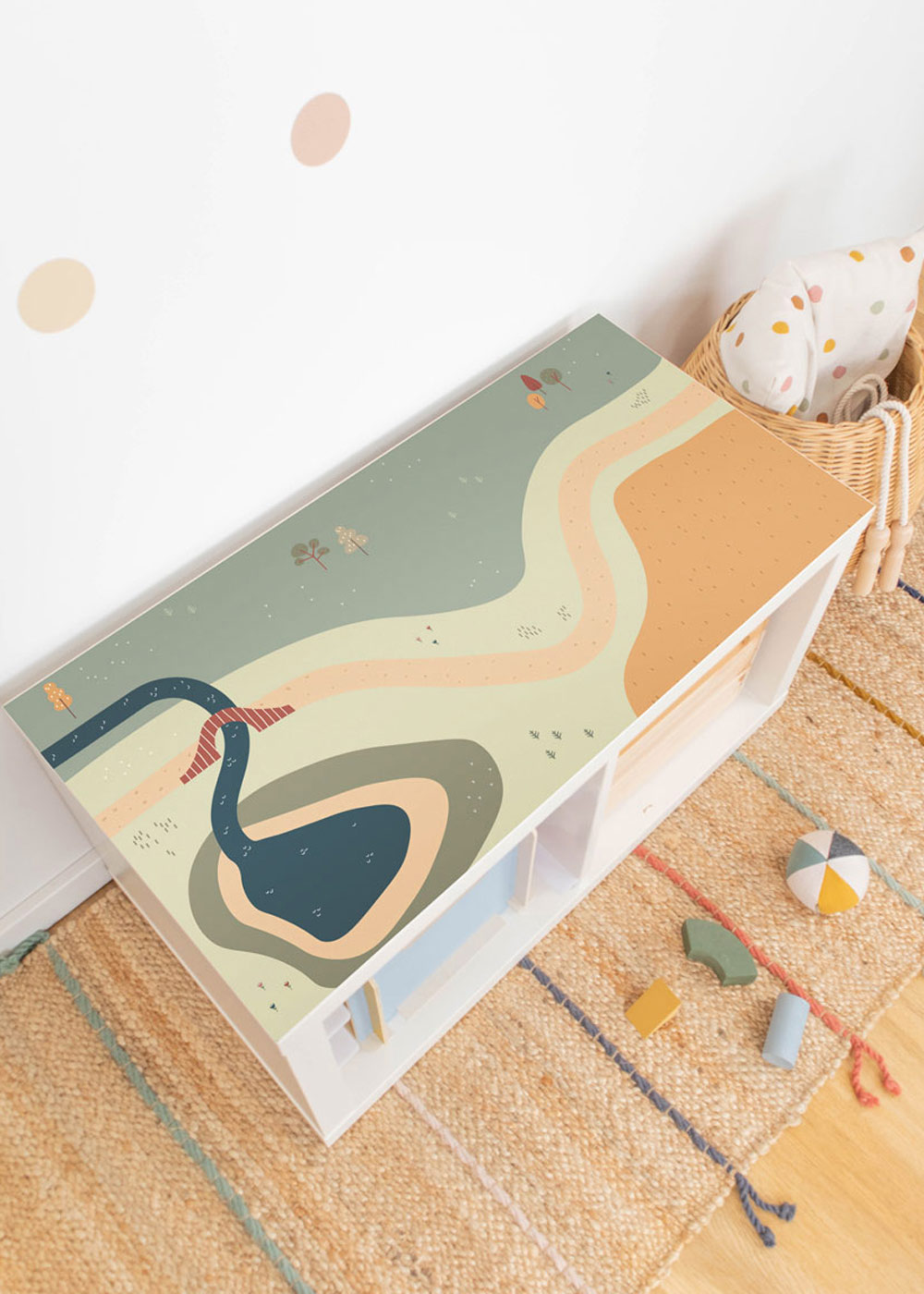 Klebefolie für Ikea Kallax Kinderzimmer Regal mit Wiese-Motiv Klebefolie für Ikea Kallax Kinderzimmer Regal mit Wiese-Motiv