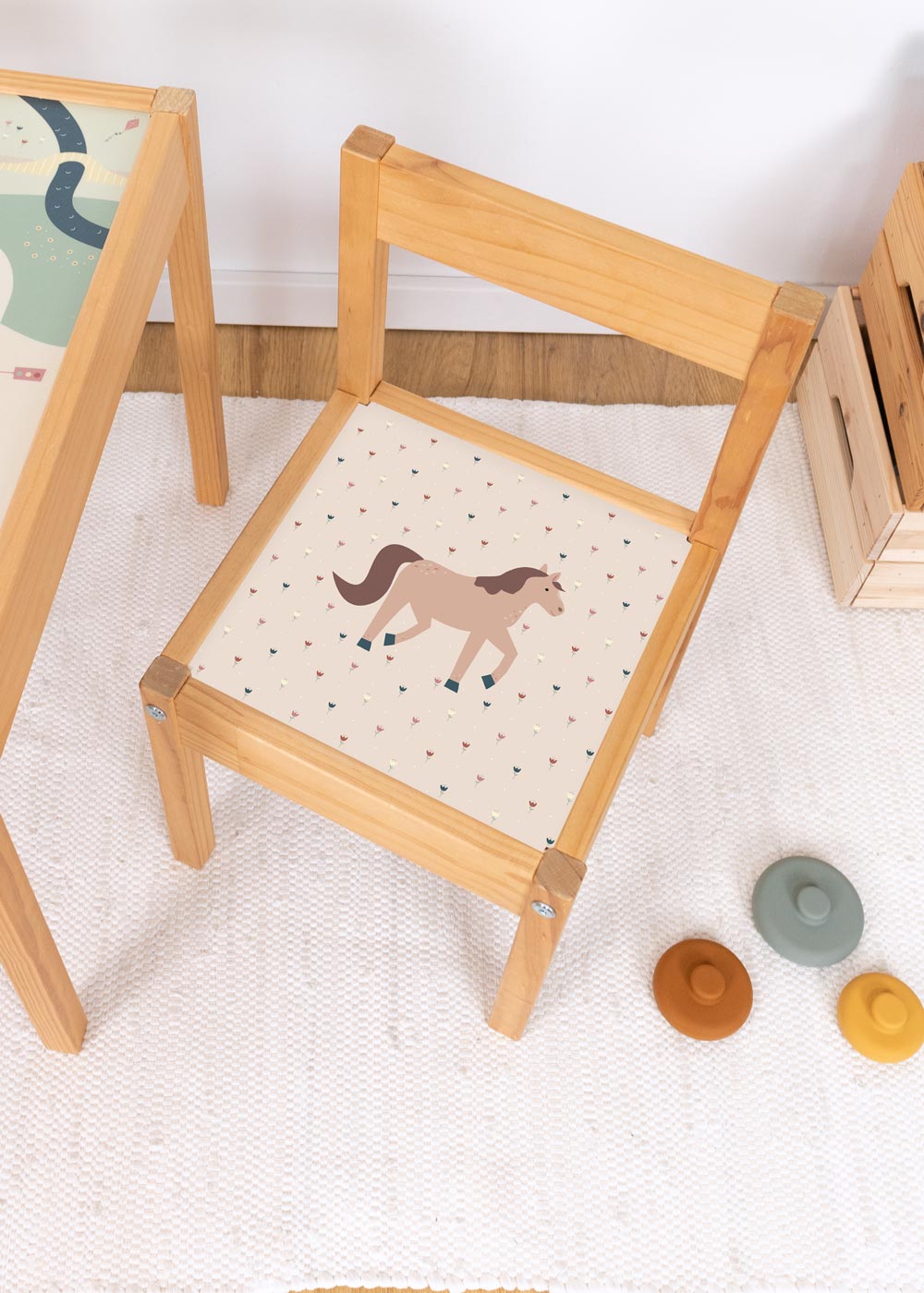 Pferd Klebefolie für Ikea Lätt Kinderhocker personalisierbar Pferd Klebefolie für Ikea Lätt Kinderhocker personalisierbar