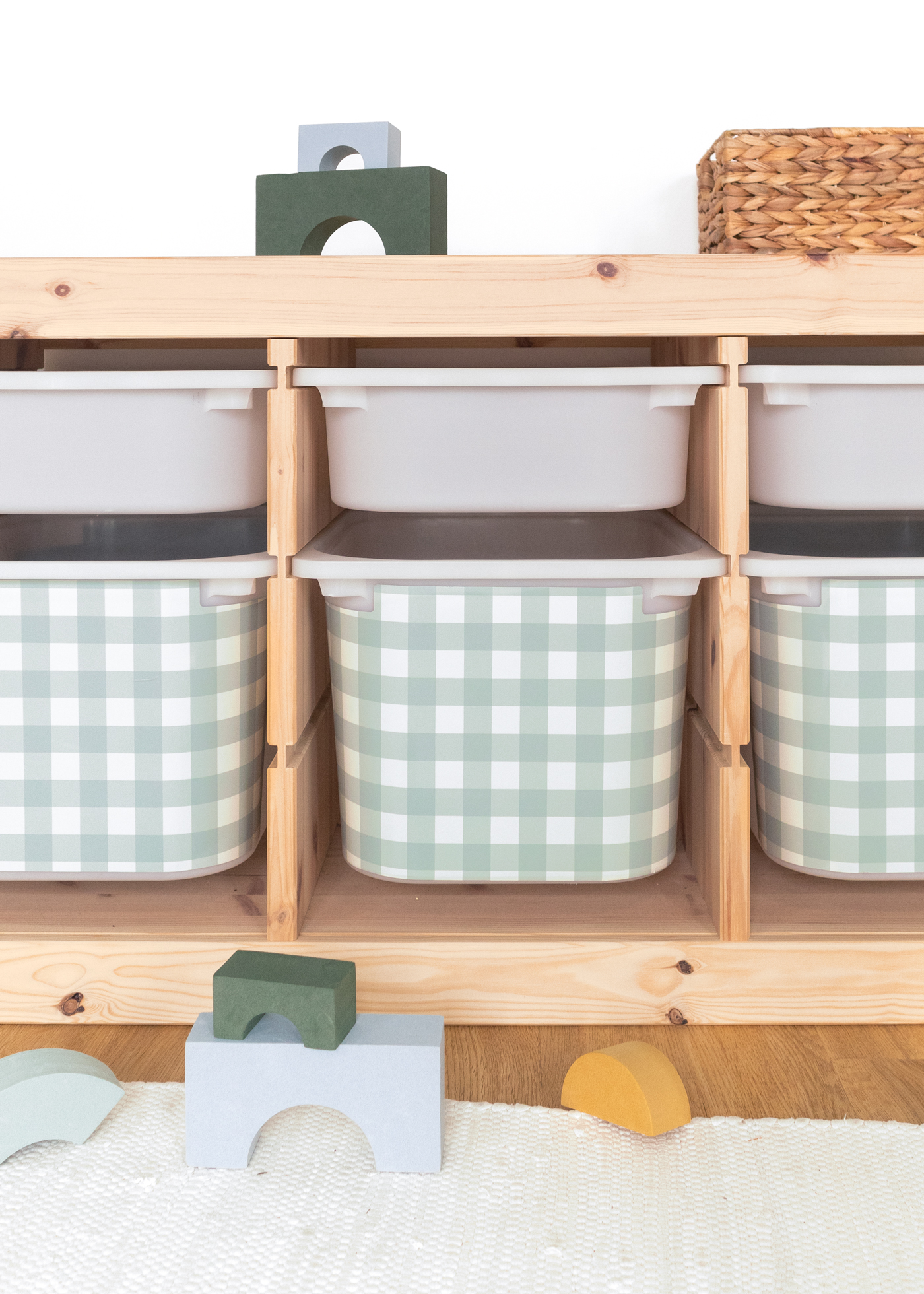 Strahlende Karomuster-Klebefolie für IKEA TROFAST Boxen Stylisches Karomuster für IKEA TROFAST Boxen