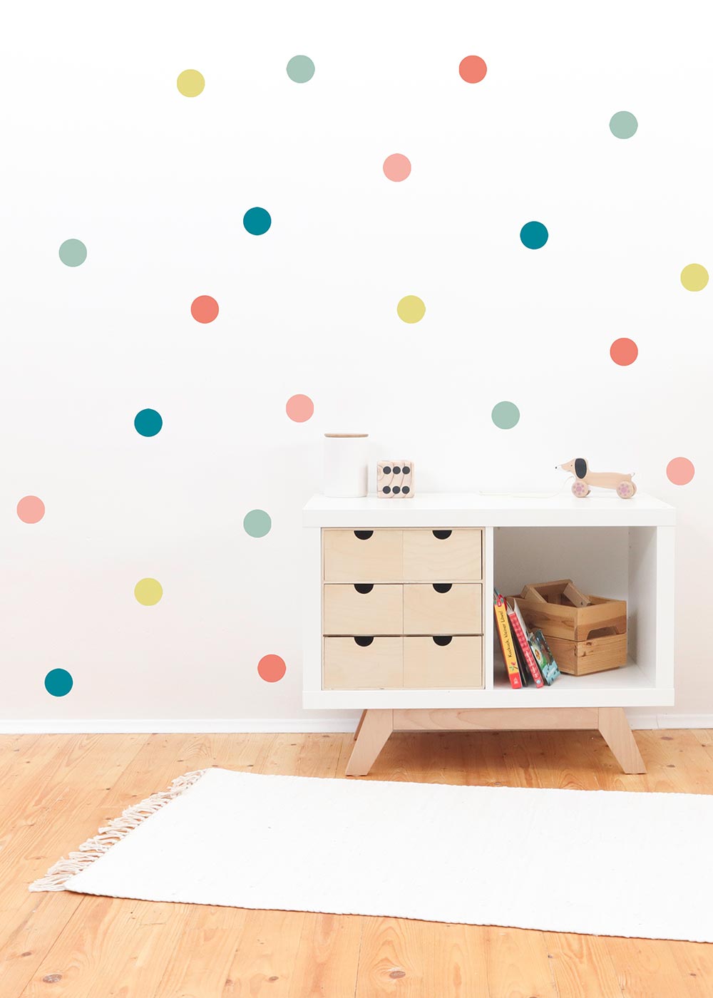Stickerset Polka dots Pastell Beispiel Kinderzimmer