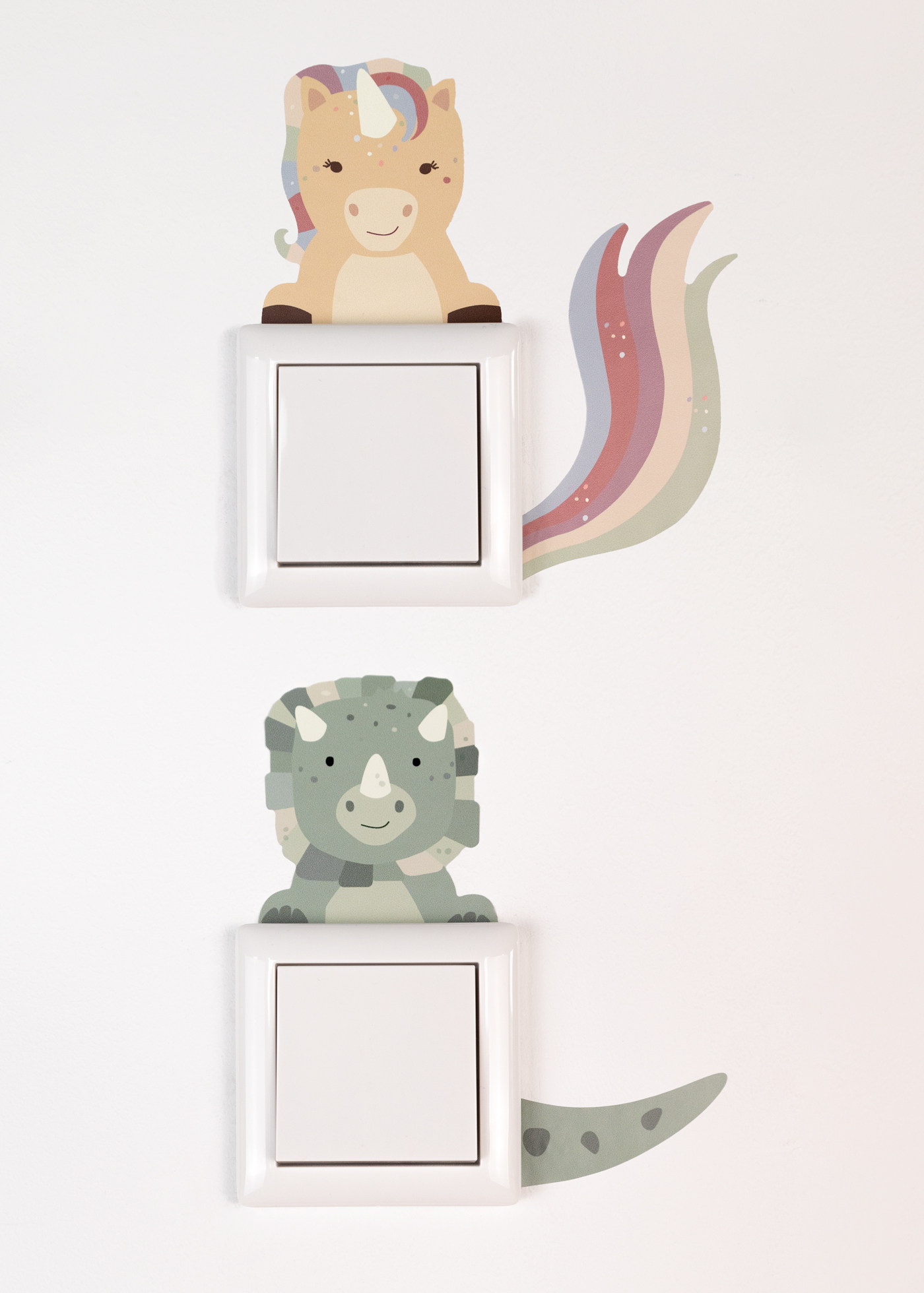 Lichtschalter Sticker mit Tiermotiv Einhorn und DIno Lichtschalter Sticker mit Tiermotiv Einhorn und DIno