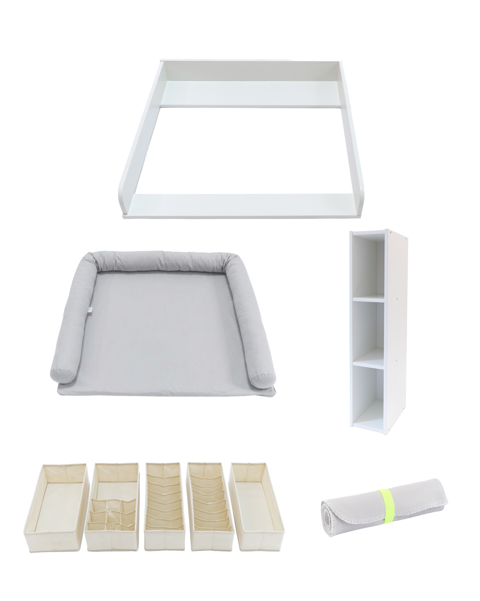 Kinderbett-Set, Kleiderschrank, Aufbewahrungssystem, Mitzubehör, Mattresschutzrollen
