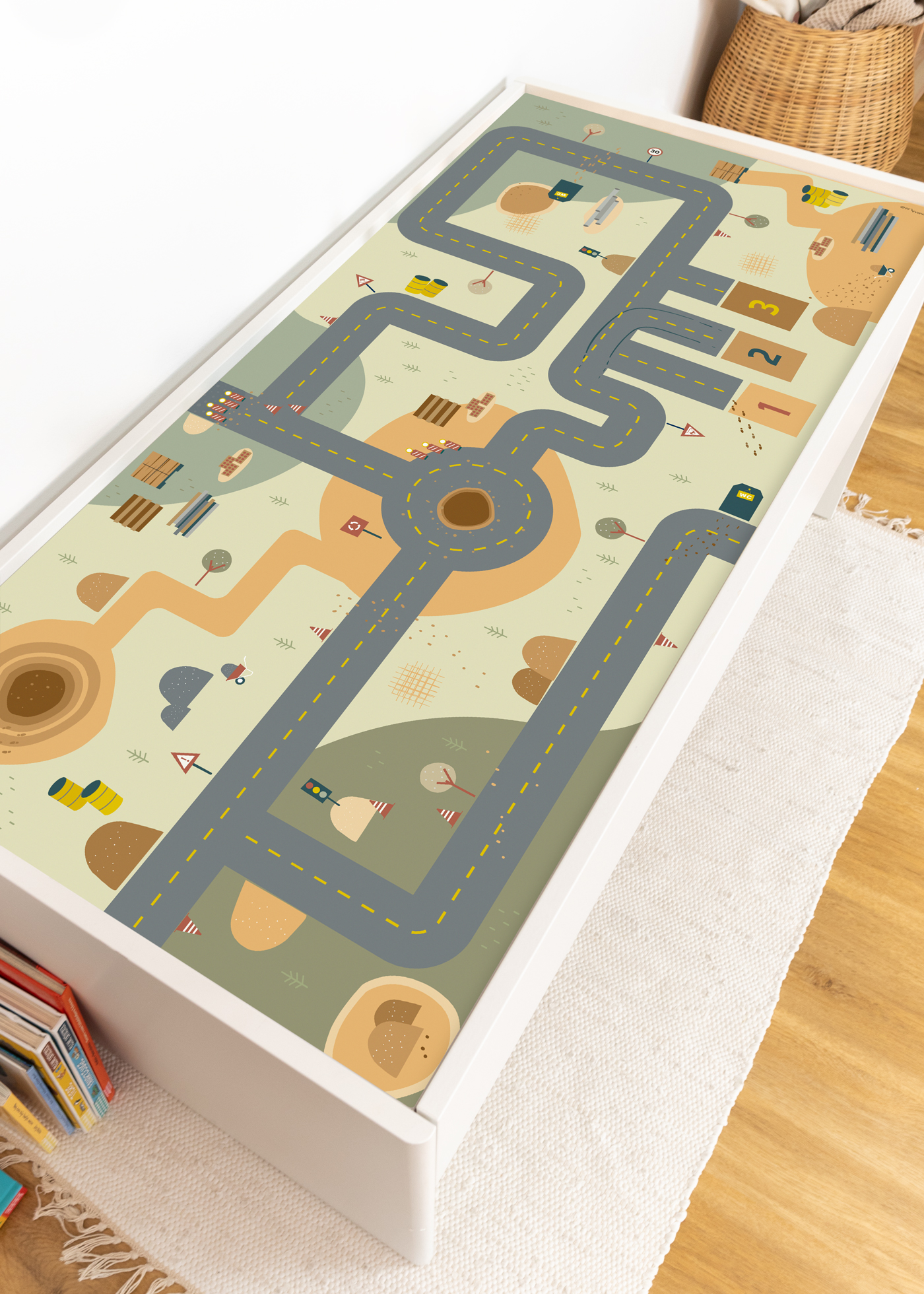 Selbstklebende Spielstraße Folie für IKEA Spieltisch Wieder ablösbare Klebefolie für IKEA Spieltisch mit Spielstraße