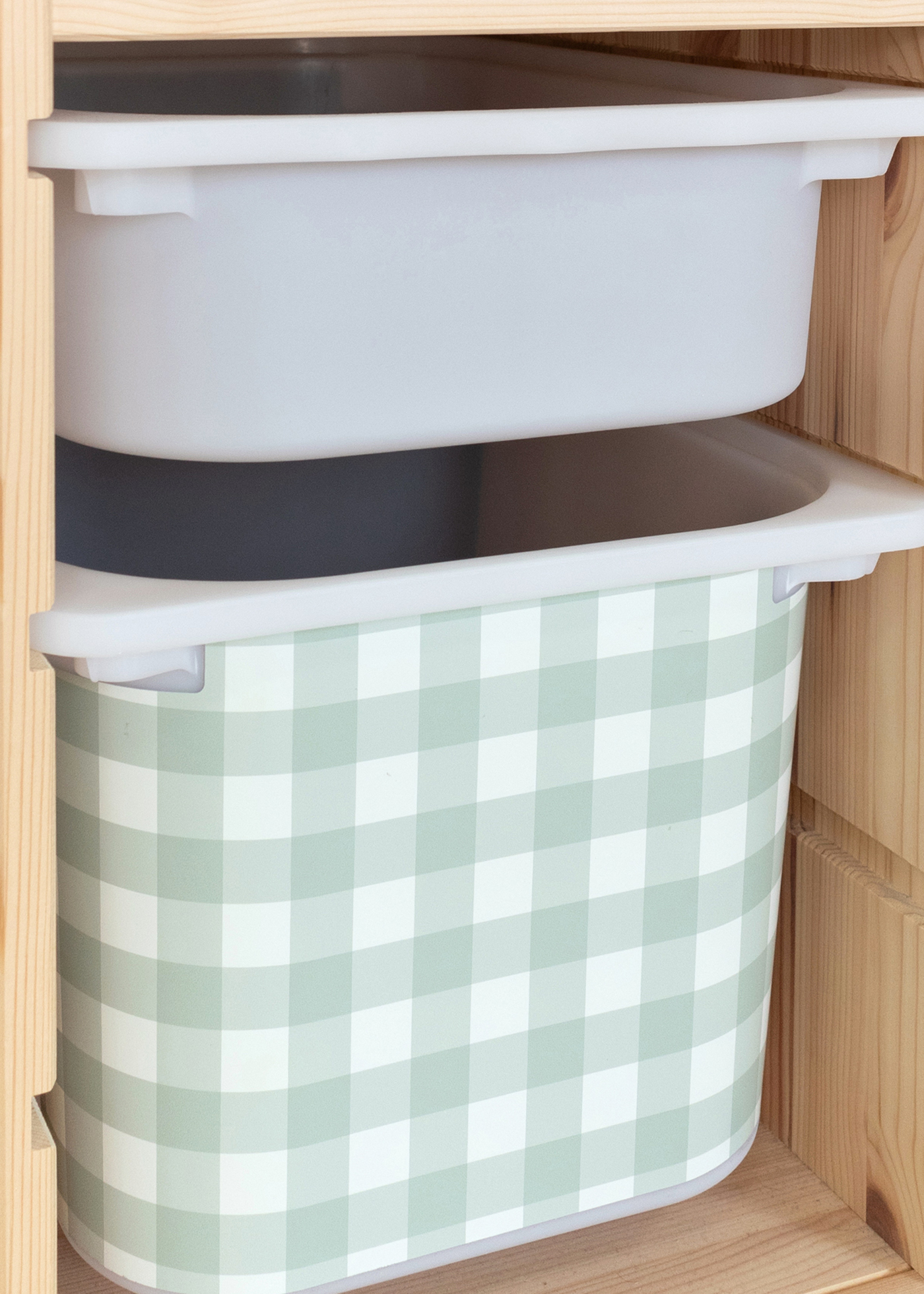 Sommerliches Karomuster auf IKEA TROFAST Boxen Leuchtendes Karomuster für IKEA TROFAST Boxen