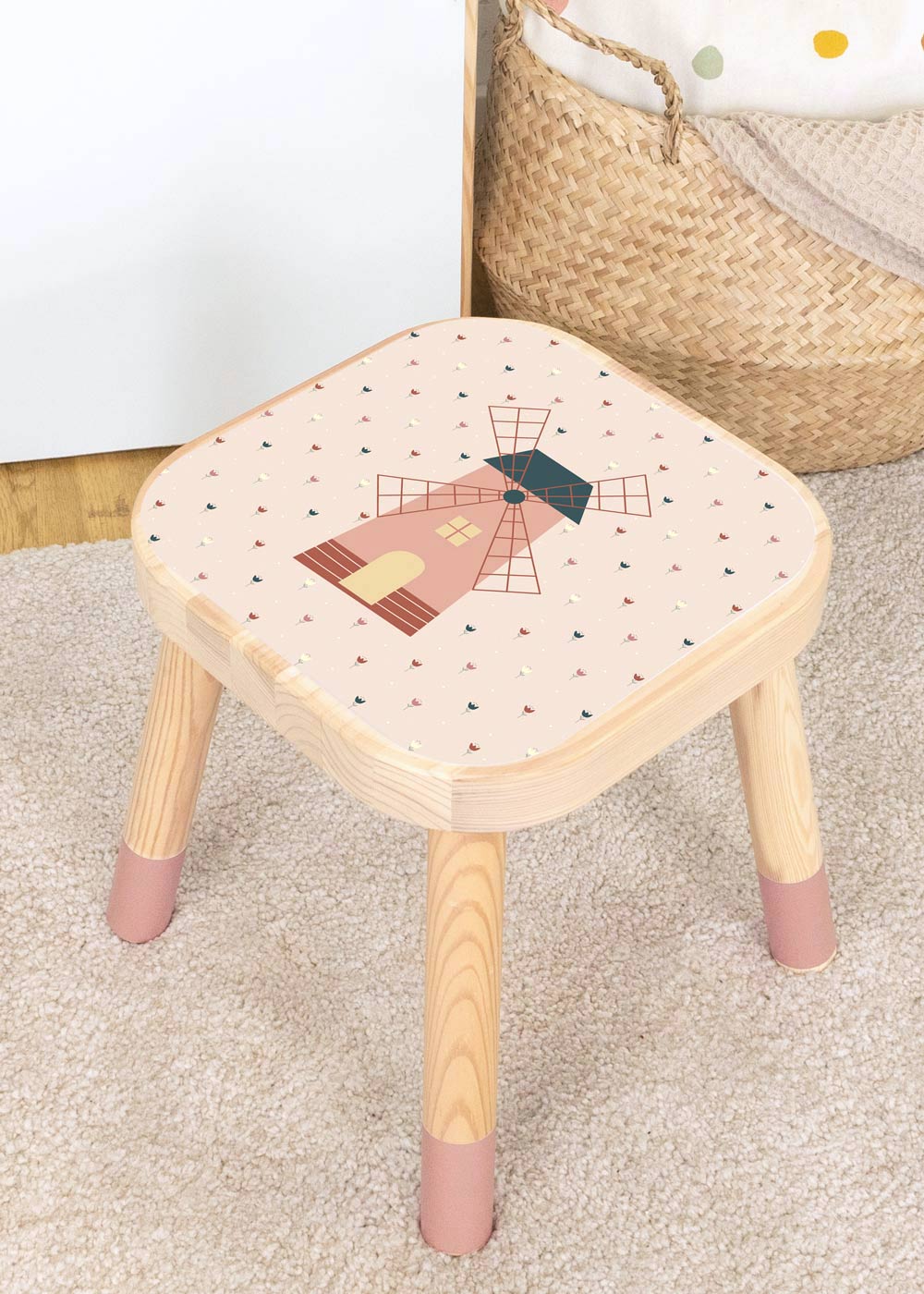 Windmühle Klebefolie für Ikea Flisat Kinderhocker personalisierbar Windmühle Klebefolie für Ikea Flisat Kinderhocker personalisierbar