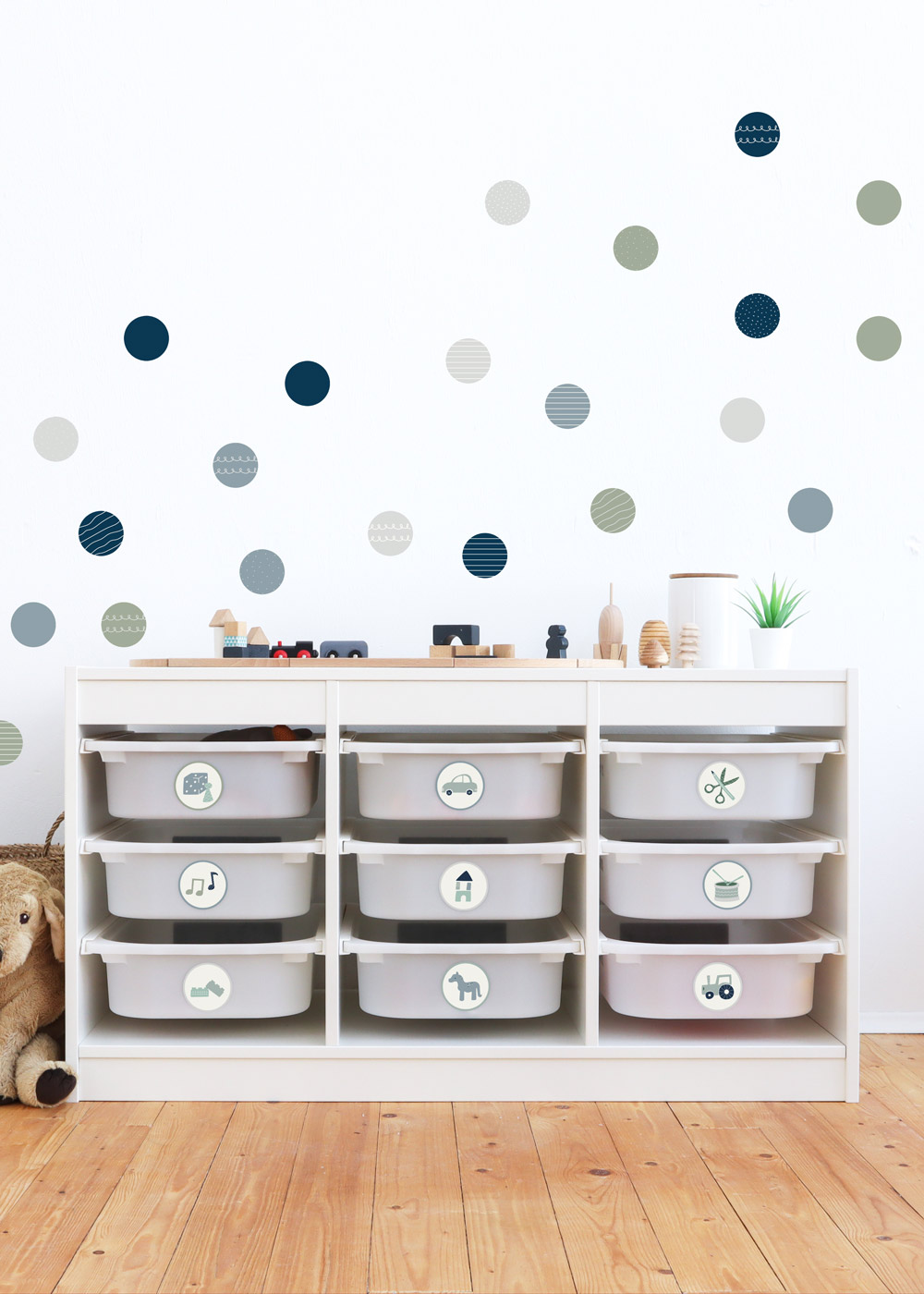 stickerset wand moebel polka dots nordisch blau eukalyptus 1