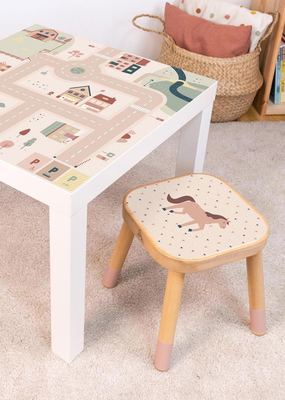 Pferd Klebefolie für Ikea Flisat Kinderhocker personalisierbar Pferd Klebefolie für Ikea Flisat Kinderhocker personalisierbar