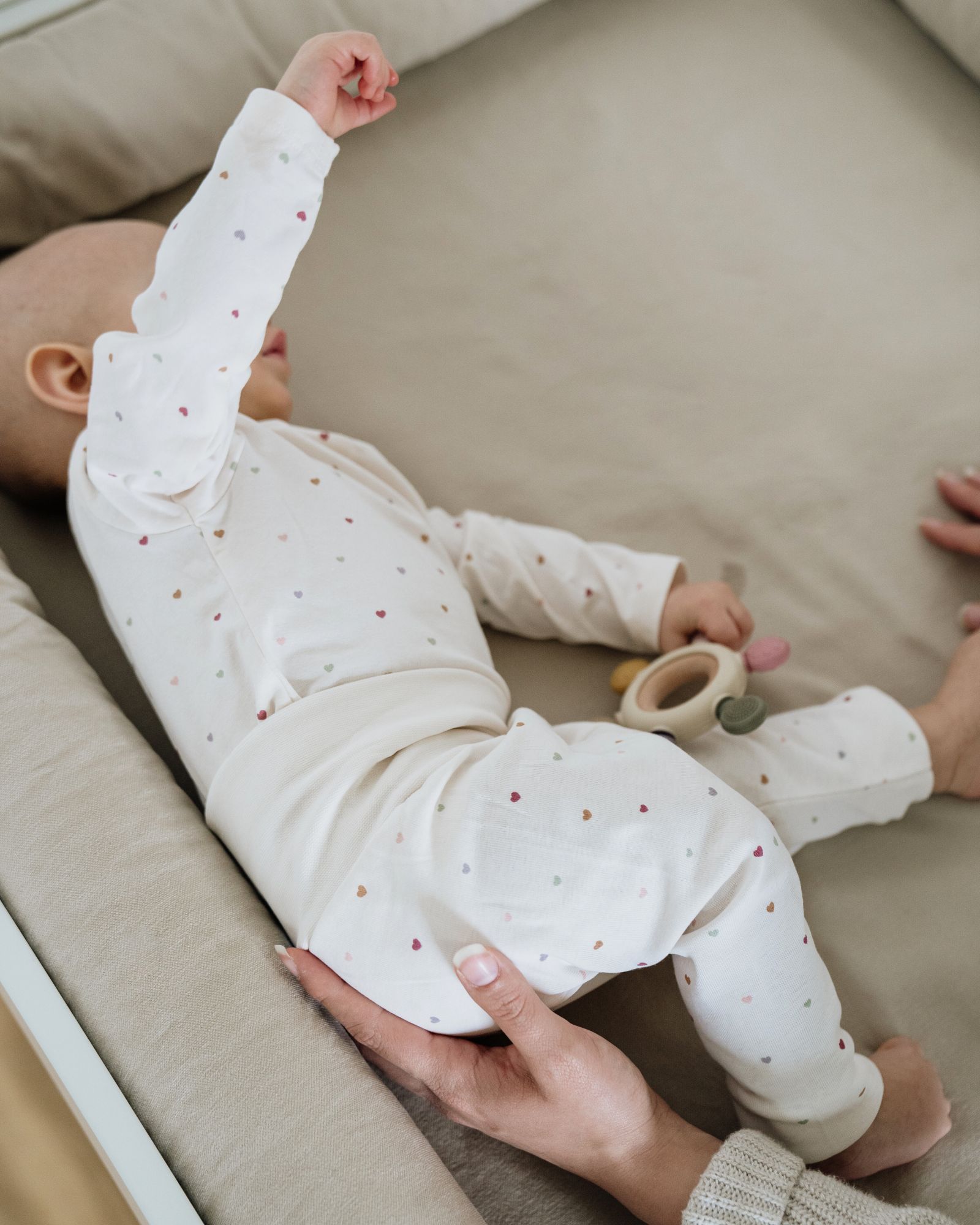 Baby, Onesie, Langarm, Weiß, Punktmuster