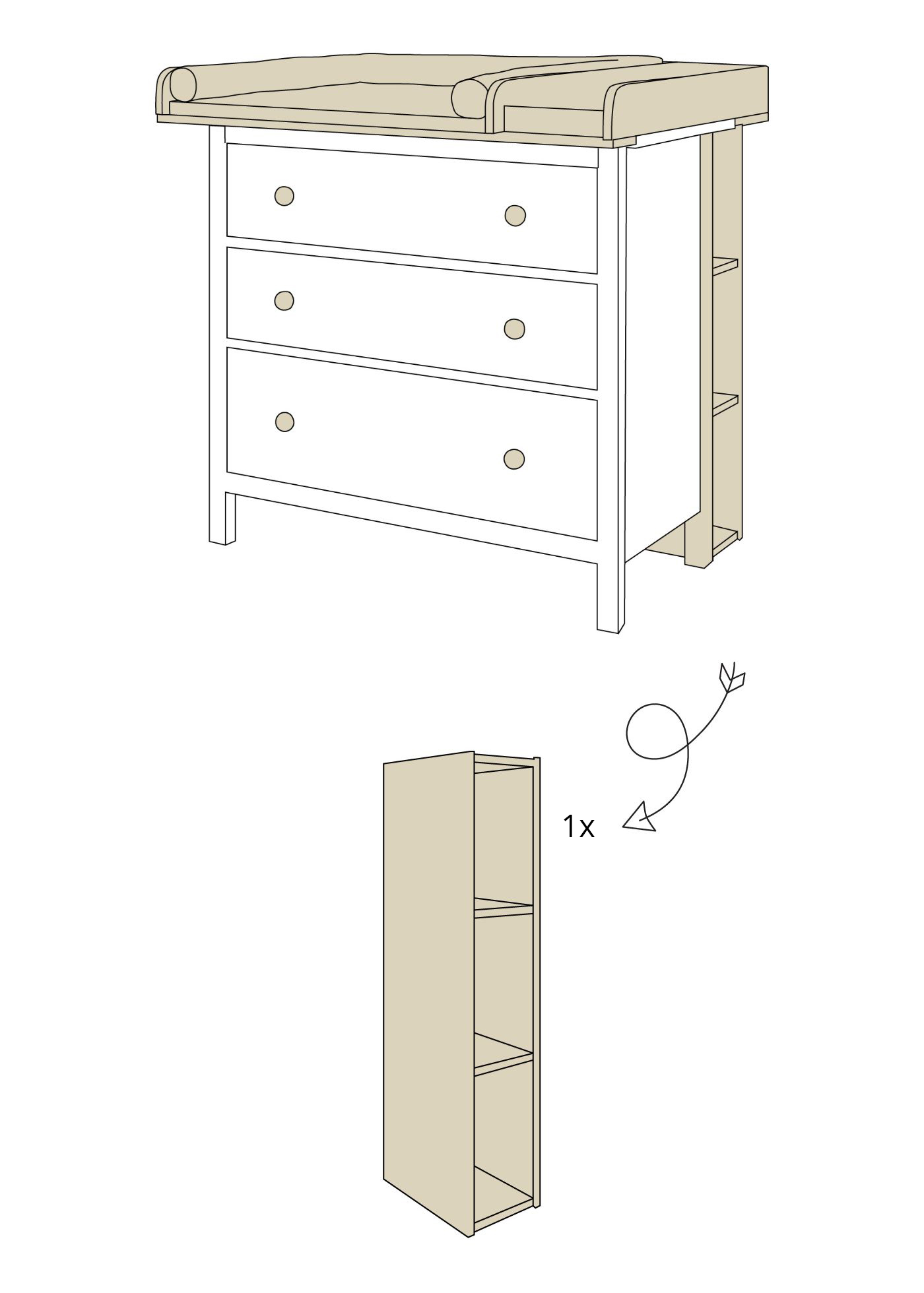 Set pour IKEA HEMNES comme commode à langer en beige (6 produits)