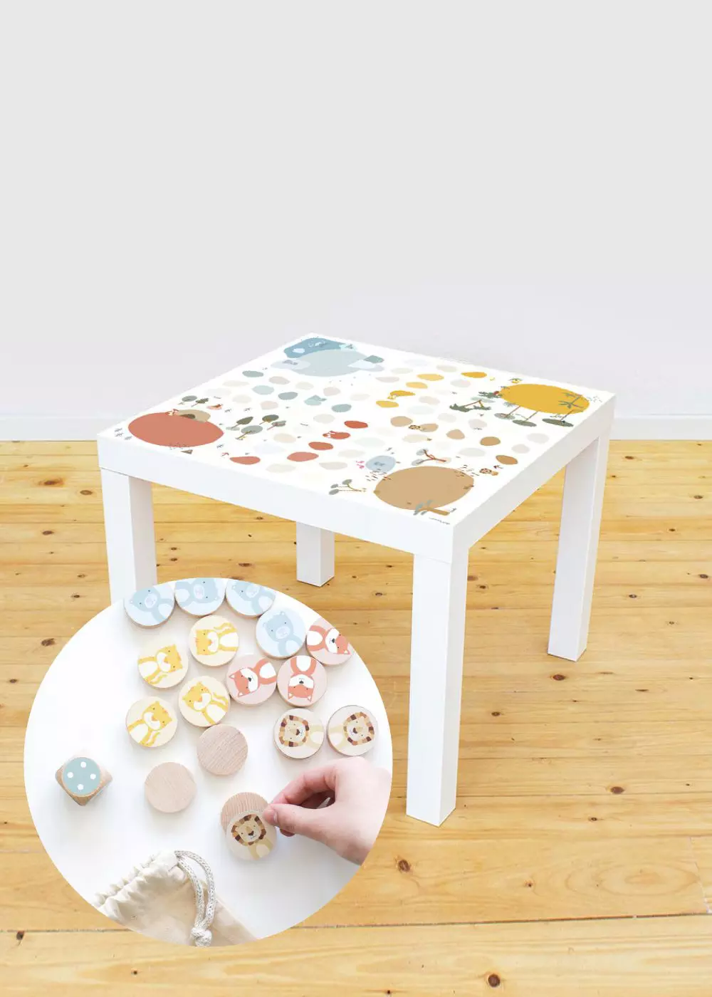  Film adhésif pour table Ikea jeu de dés animaux colorés table enfant IKEA LACK