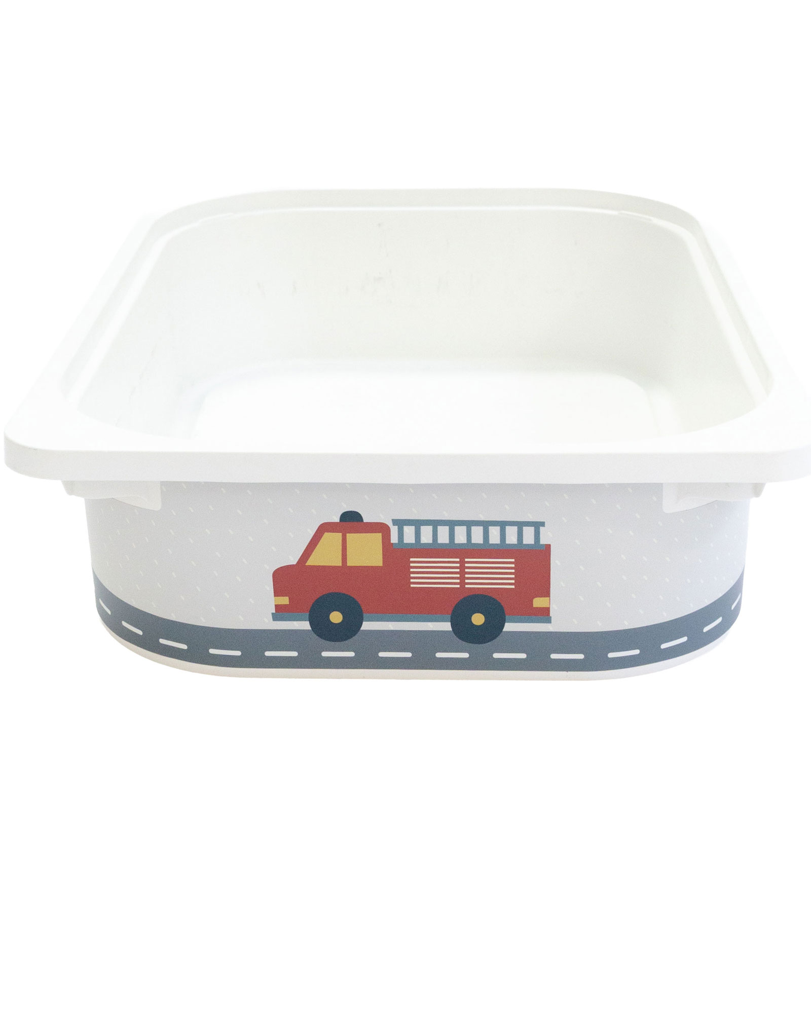 Aufbewahrungsbox, Kunststoff, Weiß, Feuerwehrmotiv, Straßenrand