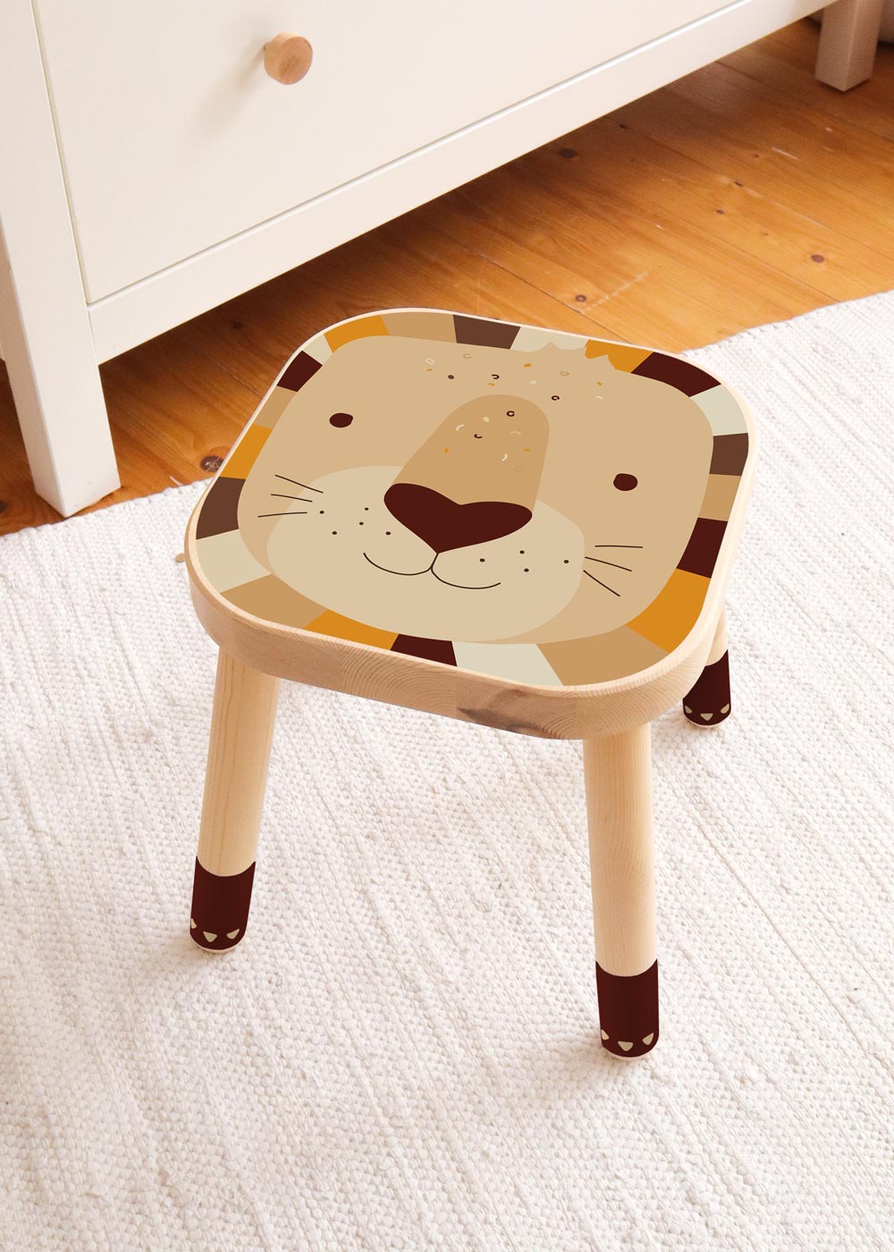 klebefolie ikea flisat kinderhocker tierig loewe 1