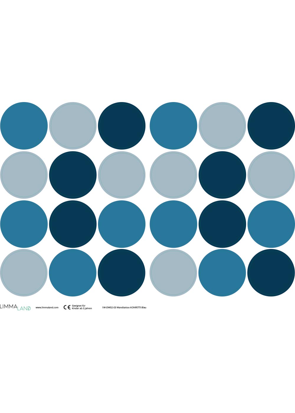 Stickerset Polka dots blau Druckvorlage