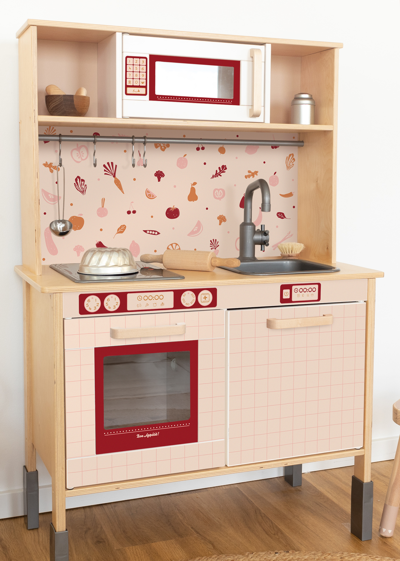 Film adhésif pour IKEA DUKTIG cuisine enfant en baie  Film adhésif pour IKEA DUKTIG cuisine enfant en baie