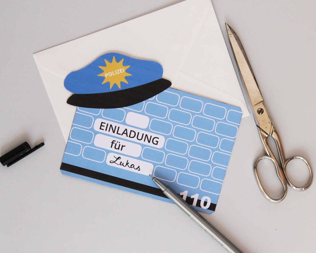 Kindergeburtstag Polizei Einladung, einladung, karte, polizei-motiv?, blaues muster, briefpapier