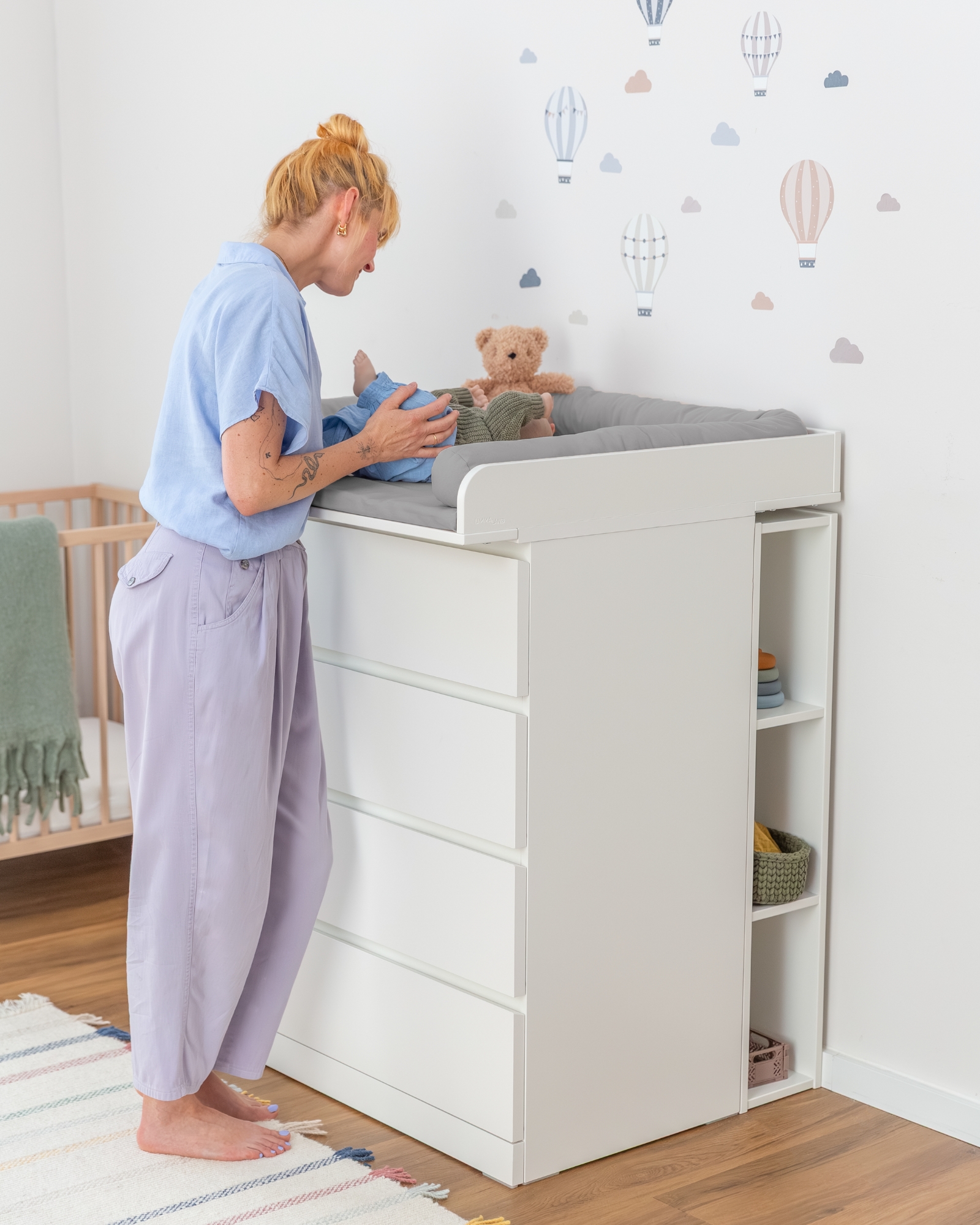 Babykommode, Wickeltisch, Teddy, Wechselbereich, Weiß