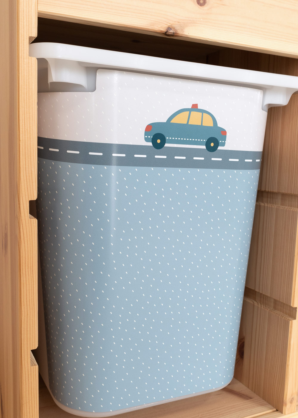 Klebefolien mit Automotiv für Ikea Trofast Boxen Trofast Ikea Aufbewahrungsboxen mit Limmaland Klebefolie mit Automotiven verschönern