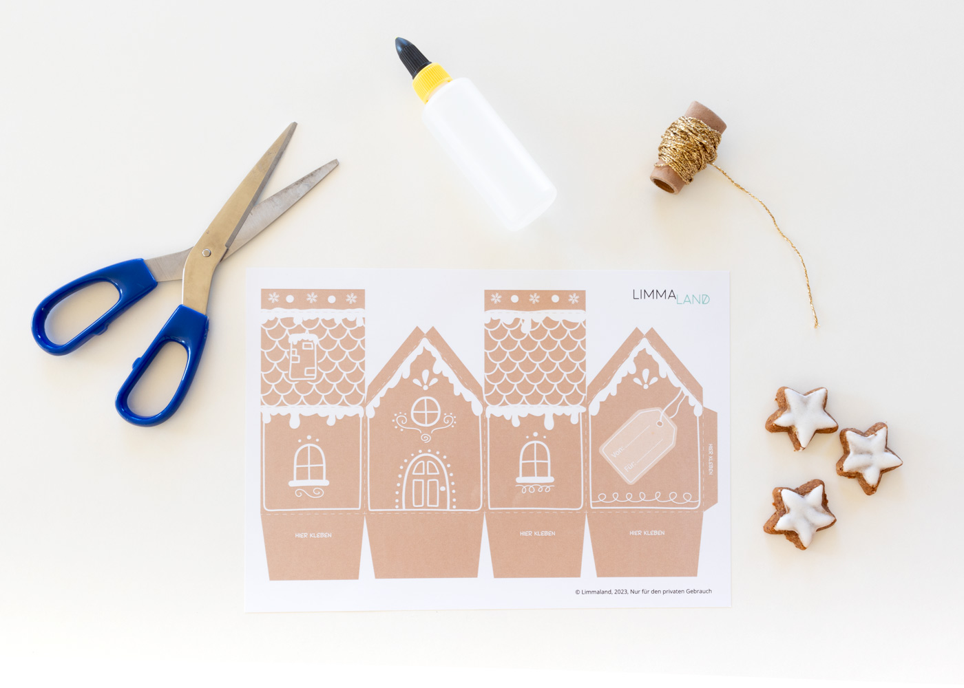 Lebkuchenhaus aus Papier Bastelvorlage Lebkuchenhaus aus Papier Bastelvorlage