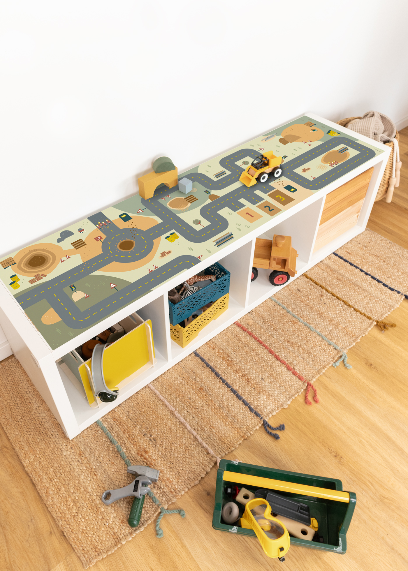 Modernes Baustellenmotiv für IKEA Spieltisch IKEA Spieltisch mit spannender Baustellenmotiv Folie