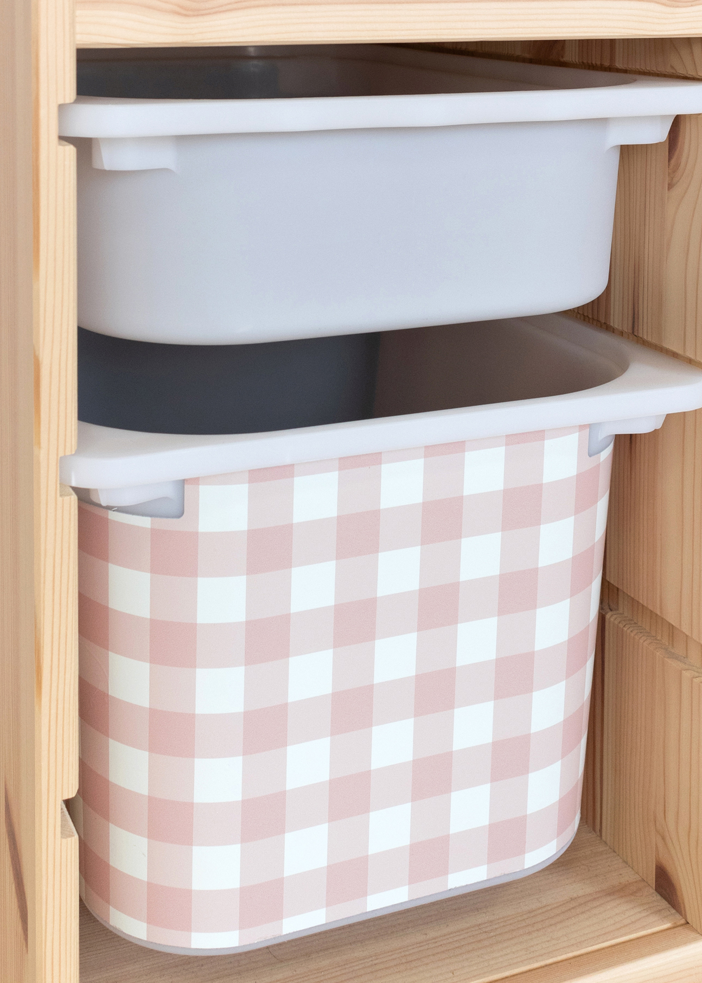 IKEA TROFAST Boxen mit leuchtendem Karomuster Selbstklebendes Karomuster für IKEA TROFAST Boxen