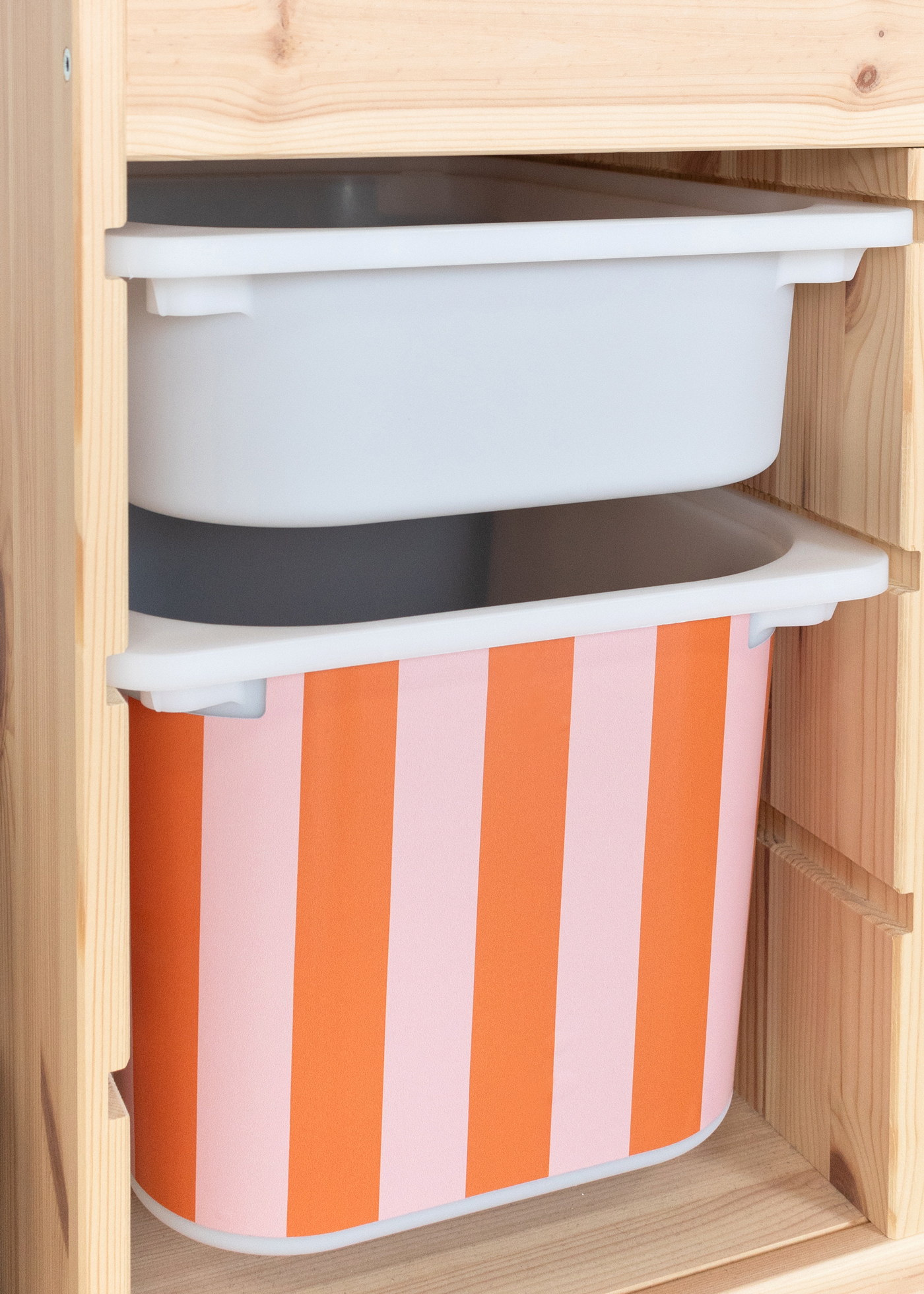 Untere Box Klebefolie Rot Bunte Streifenmuster-Klebefolie für IKEA TROFAST Regal