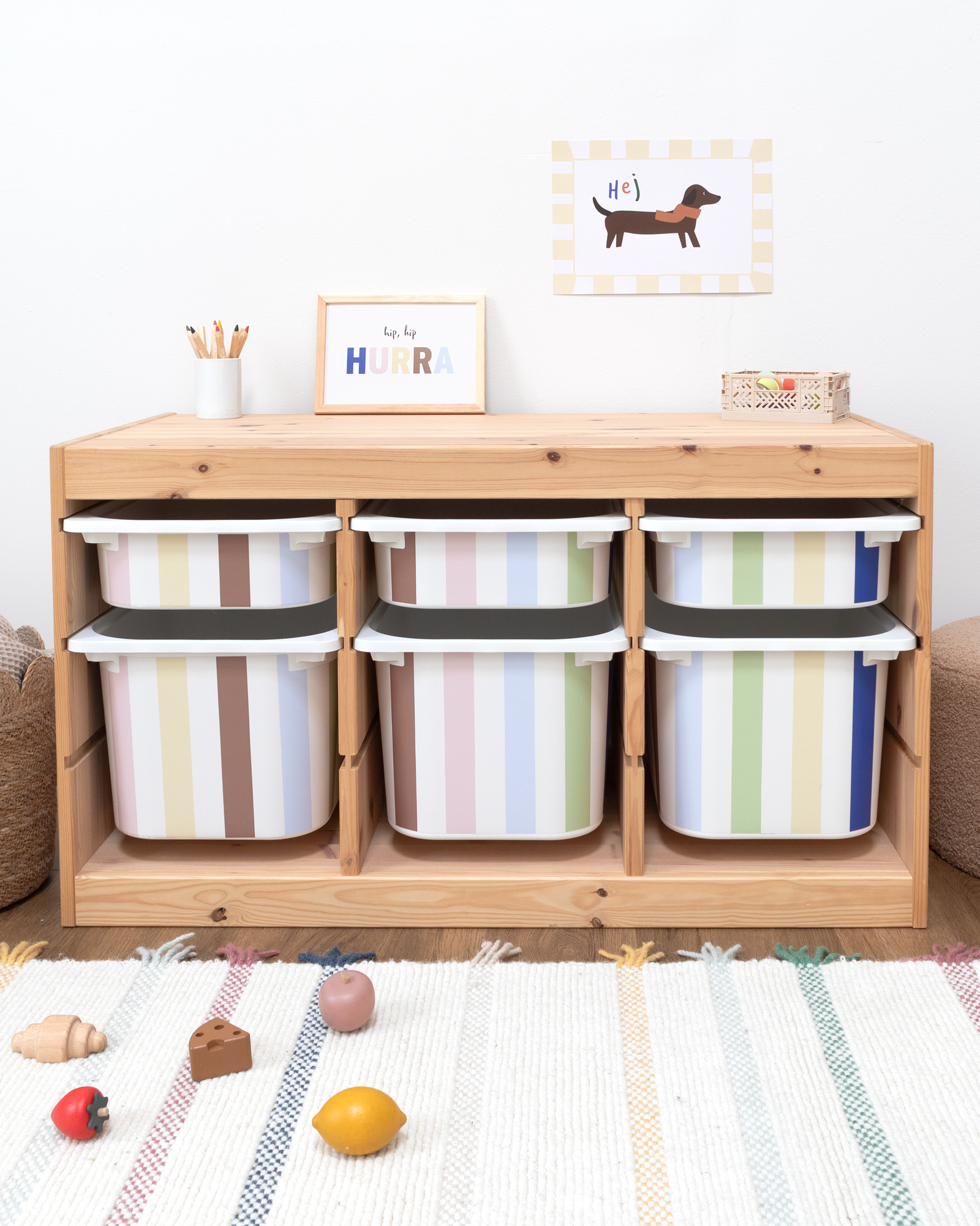 klebefolie ikea trofast box klein kopfseite vichy streifig bunt 3er Set 0