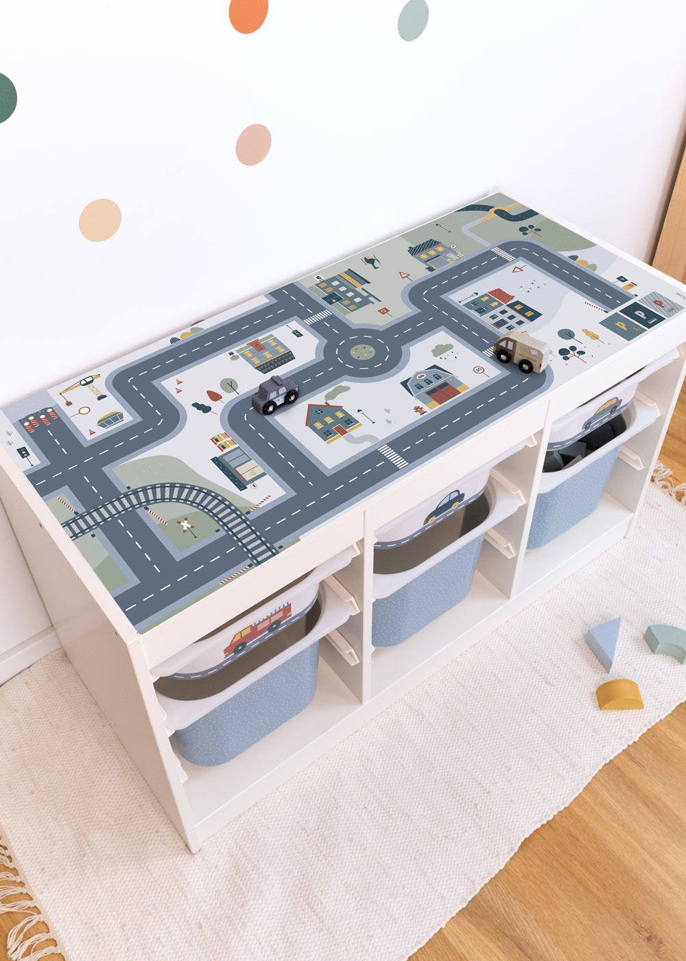 Klebefolie für Ikea Trofast Regal mit Spielstraße Motiv