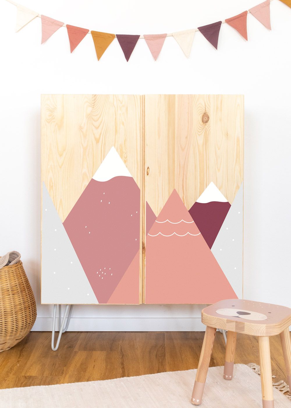 Autocollant pour armoire IKEA IVAR bois de rose